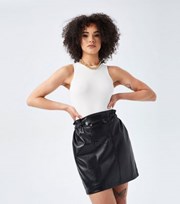 Urban Bliss Black Leather-Look Paperbag Mini Skirt